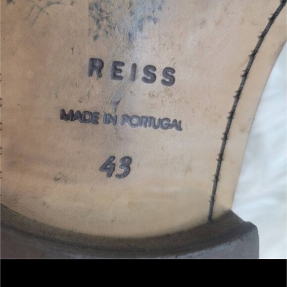 REISS Cognac Rivington Leather Double Monk Strap Dress Shoes Almond Toe Formal